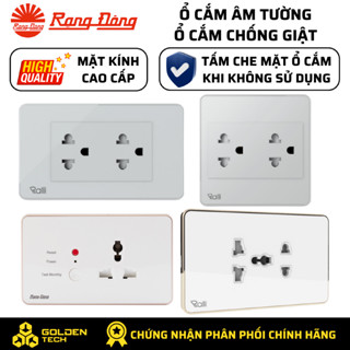 Ổ cắm âm tường mặt kính cao cấp, ổ cắm âm tường, chống giật Rạng Đông Tự động ngắt khi điện giật