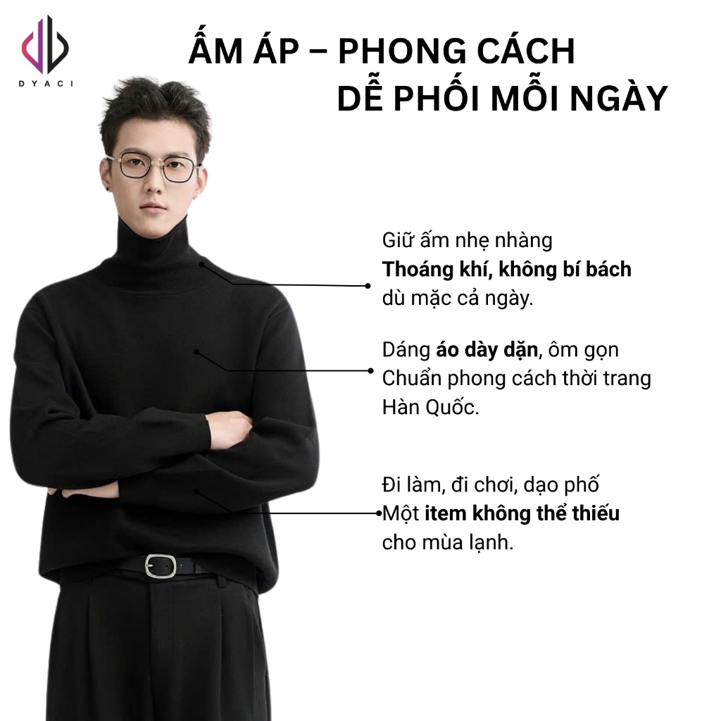 Áo Len Nam Nữ Cổ Lọ Quảng Châu Form Basic Dài Tay Dày Dặn Mềm Mịn Cực Ấm Hàn Quốc Nhiều Màu DYACI AL83 | BigBuy360 - bigbuy360.vn