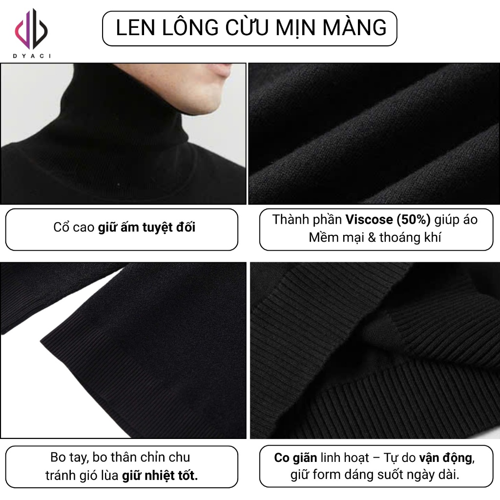 Áo Len Nam Nữ Cổ Lọ Quảng Châu Form Basic Dài Tay Dày Dặn Mềm Mịn Cực Ấm Hàn Quốc Nhiều Màu DYACI AL83 | BigBuy360 - bigbuy360.vn
