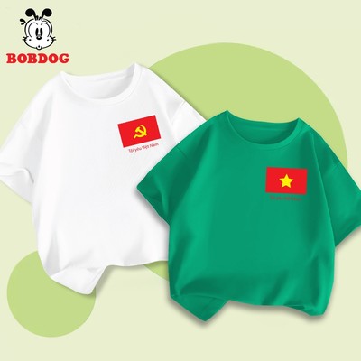 Áo thun cộc tay BOBDOG áo phông in hình cờ đỏ sao vàng chất liệu cotton co giãn thoáng mát cho bé