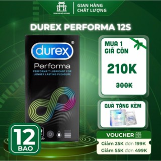 [HOẢ TỐC] [MUA 1 TẶNG 1] Bao cao su Durex Performa Kéo Dài Cuộc Yêu, Chất Lượng Đỉnh Cao, size 52mm, hộp 12 bao