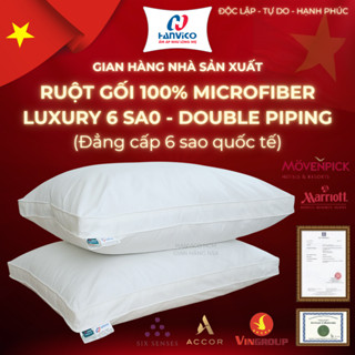[HANVICO] Ruột Gối Microfiber Lông Vũ LUXURY 6 SAO -  2 Viền Piping PREMIUM Cao Cấp - Gối Chống Xẹp Lún