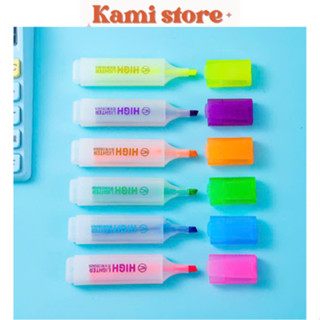  Set 6 Bút Nhớ Highlight Dupe Deli Đánh Dấu Dạ Quang Màu Pastel Màu Tươi Sáng VPP Kami 