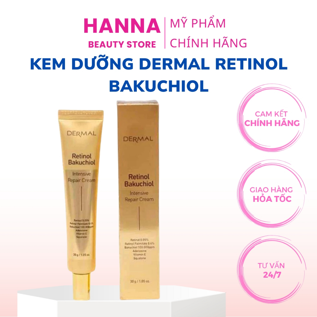 Kem dưỡng dermal retinol bakuchiol dưỡng trắng da, chống lão hoá Hàn Quốc, Hanna Beauty Store