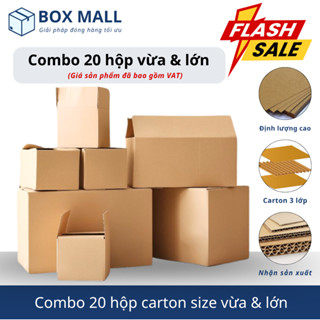 Combo 20 hộp carton đóng hàng size vừa và lớn Box Mall, hộp giấy giá siêu rẻ (ĐÃ GỒM VAT)