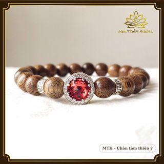  Vòng Tay Trầm Hương Tự Nhiên Tròn Đơn Tốc Việt - FULLSIZE MIX Charm BẠC S925  Hợp Mệnh - Mộc Trầm Hương MTH 