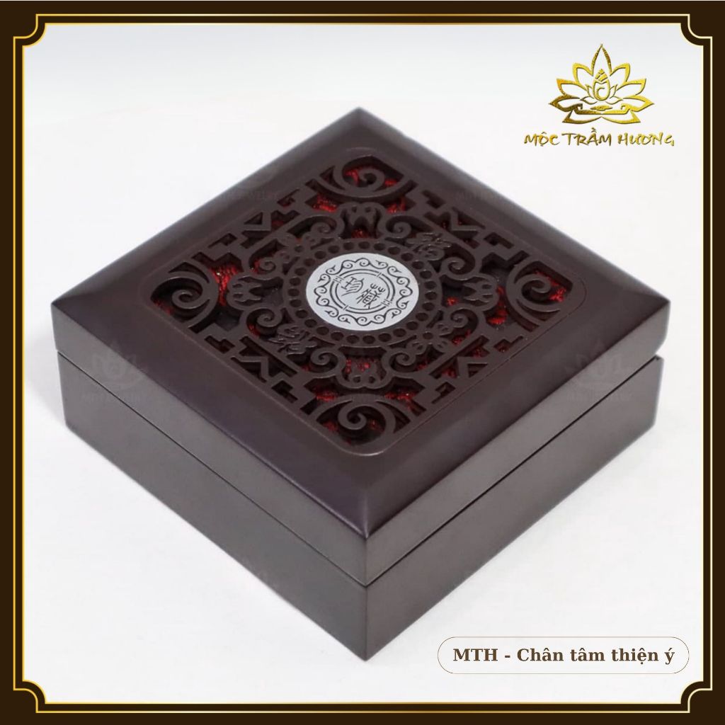 Hộp gỗ đỏ đựng vòng, trang sức sang trọng (11x11x5) Siêu Đẹp  - Làm Quà Tặng Tốt | Mộc Trầm Hương MTH