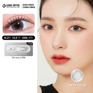 Kính áp tròng 1 ngày màu Suzy Gray Clalen iris, lens mắt màu xám có độ cận - Lens Optic Hà Nội