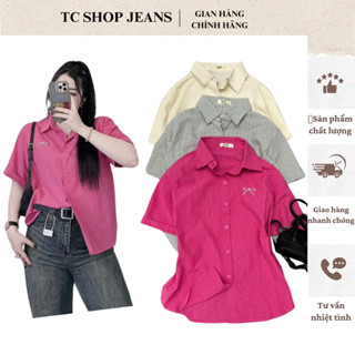 TCSHOPJEAN Áo Sơ Mi Nữ Bigsize Cotton Nhăn Sọc Xịn Dáng Suông Thêu Nơ  Cao Cấp AT 9010
