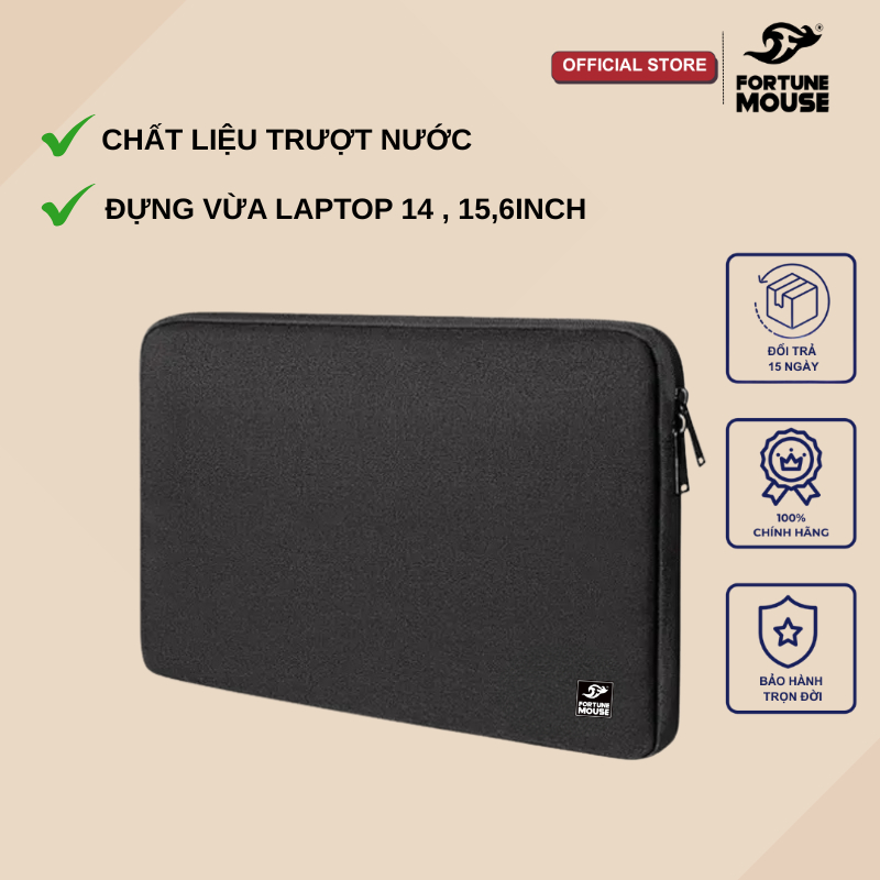 TÚI CHỐNG SỐC LAPTOP FORTUNE MOUSE 14INCH VÀ 15,6INCH CS30  (ĐEN)