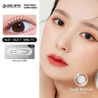 Kính áp tròng 1 ngày màu Soul Brown Clalen iris, lens mắt màu nâu có độ cận - Lens Optic Hà Nội