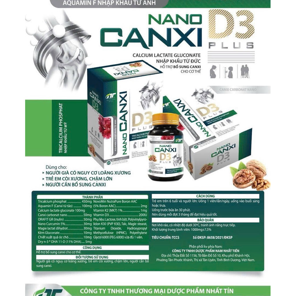bổ sung canxi CALCIUM NANO D3 canxi hữu cơ từ tảo biển (MỖI NGÀY UỐNG 1 VIÊN)