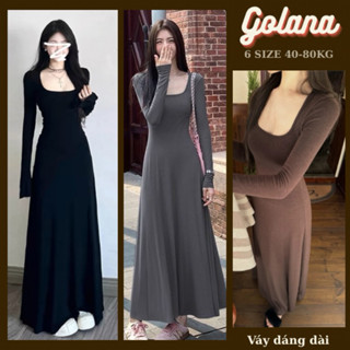  Đầm Body Nữ Tay DÀI  Cổ Vuông Đầm Nữ Dáng Dài Vani Dress   có bigsize  Có Sẵn-Giao Ngay 