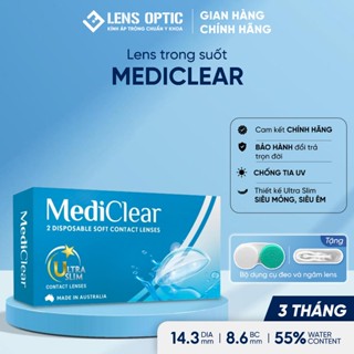 Lens Cận Không Màu MediClear 3 Tháng - Kính Áp Tròng Trong Suốt, Chống Tia UV, Mỏng Nhẹ