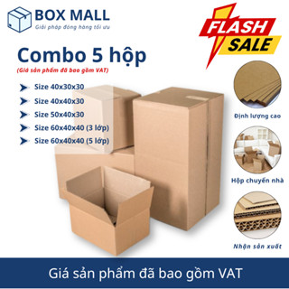 Combo 5 thùng carton chuyển nhà, văn phòng, sân bay hộp carton lớn cứng cáp Box Mall size to giá rẻ