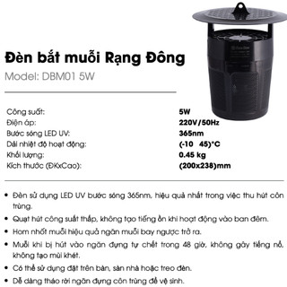 Đèn bắt muỗi, đuổi muỗi DBM01 5W Rạng Đông