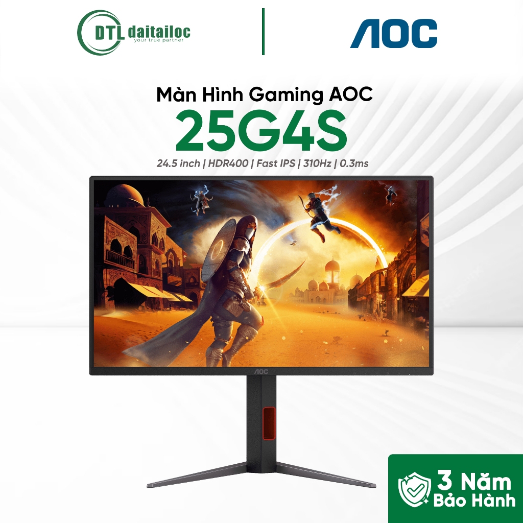 Màn Hình Gaming AOC 25G4S 24.5 inch HDR400 Fast IPS 310Hz 0.3ms | Chính Hãng | Bảo Hành 36 Tháng