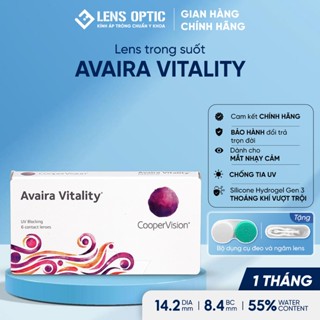 Kính áp tròng không màu AVAIRA VITALITY dùng 1 tháng, lens trong suốt có độ cho mắt cận - 1 Chiếc