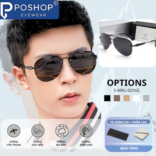Kính Mát Nam Chống Chói Cao Cấp M1 Tròng Phân Cực Ngày Đêm Gọng Titan Chống UV