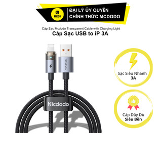  Cáp Sạc Nhanh Mcdodo 3A USB to Ln | Thiết Kế Trong Suốt Lộ Mạch Có Đèn LED 