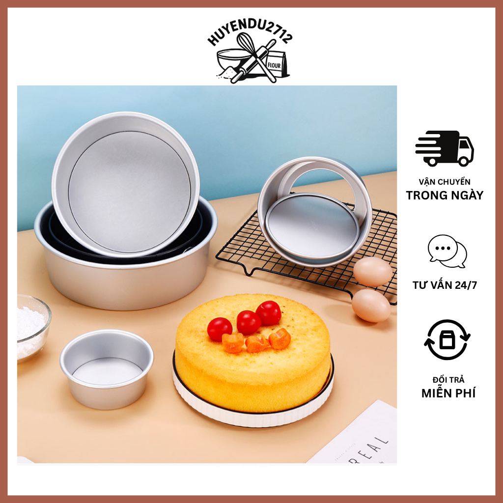 Khuôn đúc nhôm tròn đế rời làm bánh bông lan gato bánh kem nhiều size