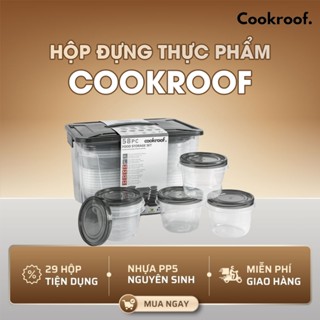  Bộ 29 hộp nhựa đựng thực phẩm COOKROOF 6 size Hộp đựng thực phẩm tủ lạnh dùng được cho lò vi sóng 