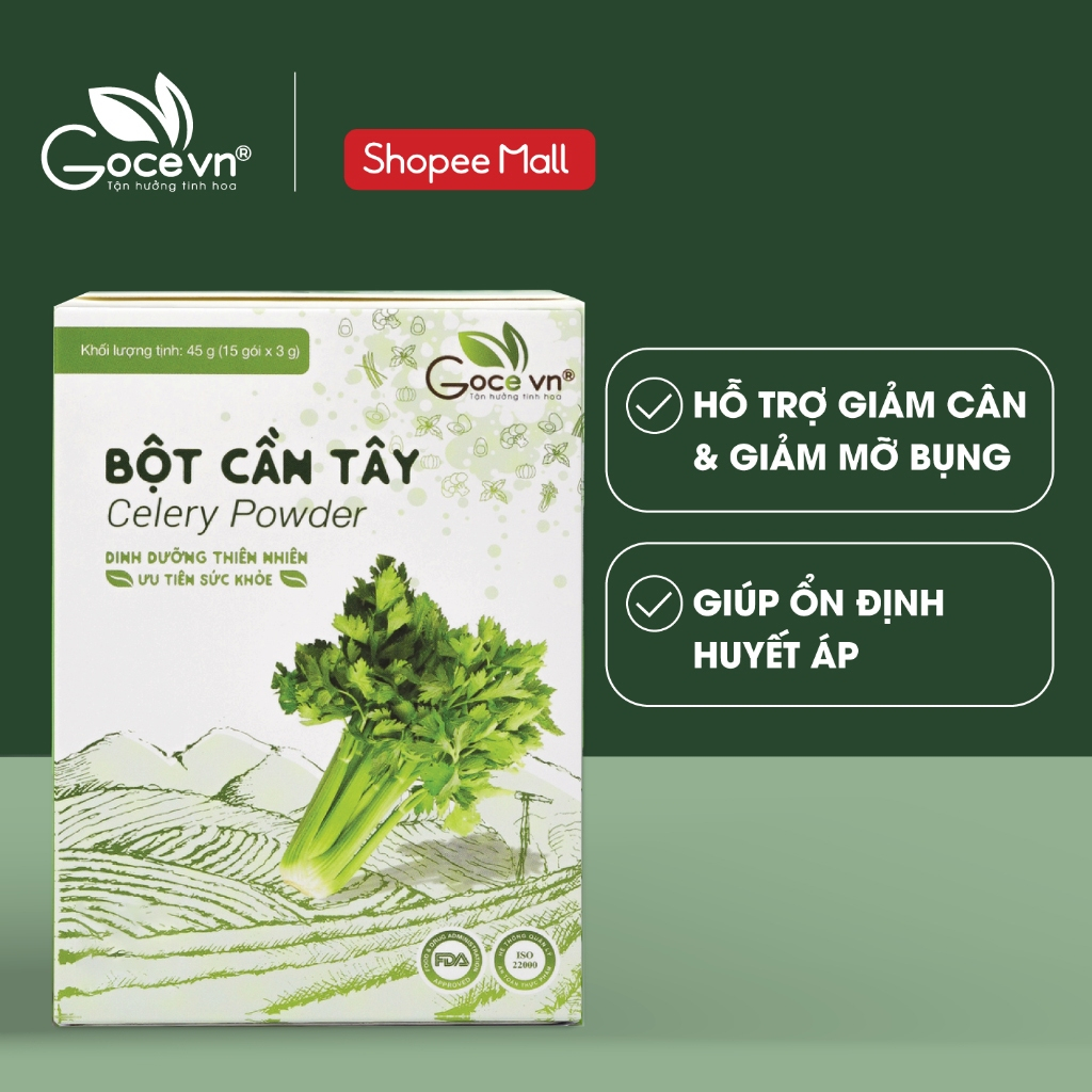 Bột cần tây nguyên chất Goce - 45g (15 gói x 3g) ST