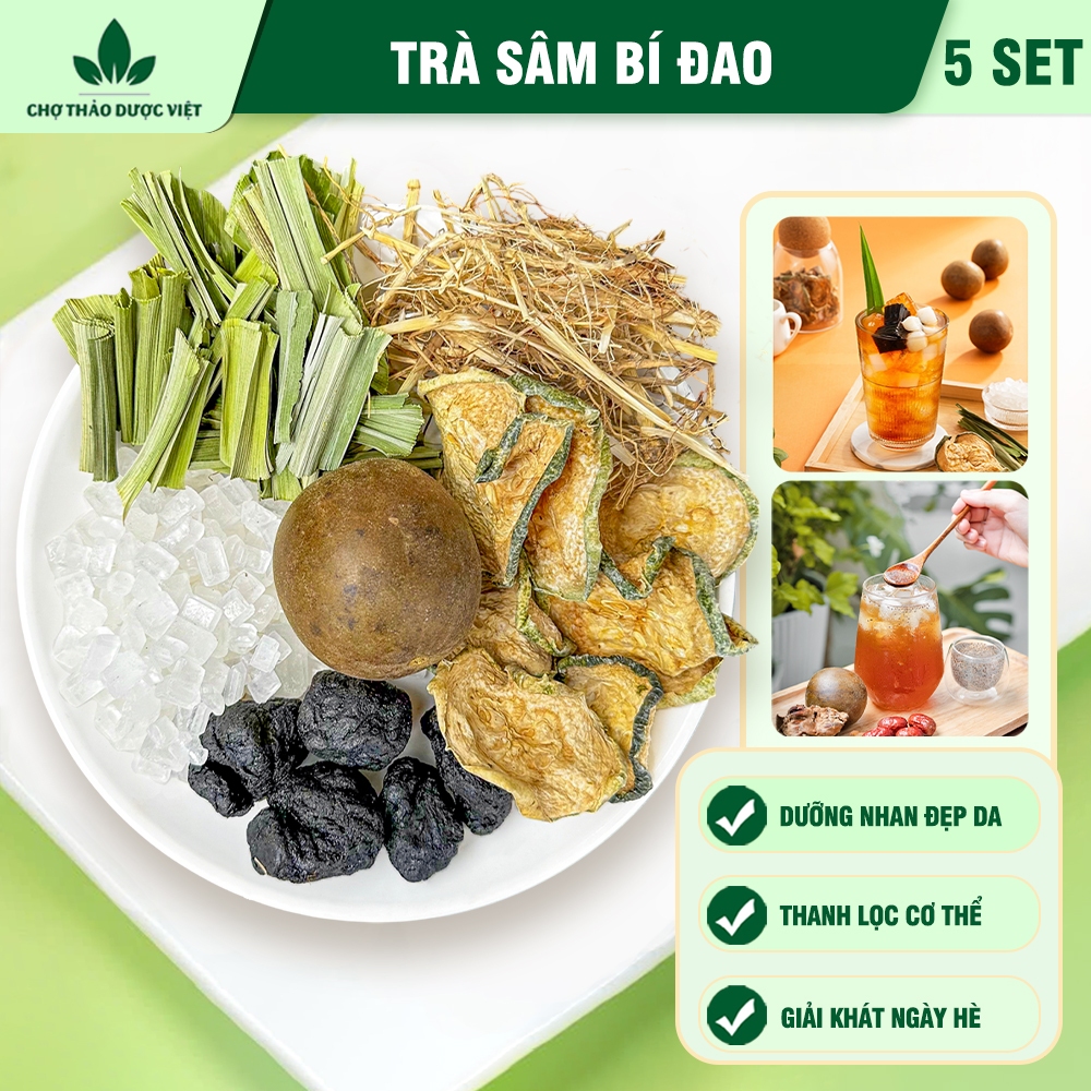 5 Set trà sâm bí đao hạt chia, set nấu 5-7 lit nước, trà bí đao giải khát, thanh lọc cơ thể - Thảo D