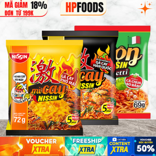  Combo 10 gói mì cay Nissin các vị Phô Mai  Gà cay Spaghetti-mì ăn liền xào trộn vị Phô Mai gà cay Nissin 
