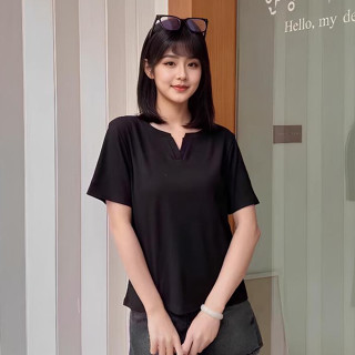 Áo thun baby tee cổ V chất cotton co giãn 4 chiều co giãn thoáng mát dễ phối đồ  A077 - Vati