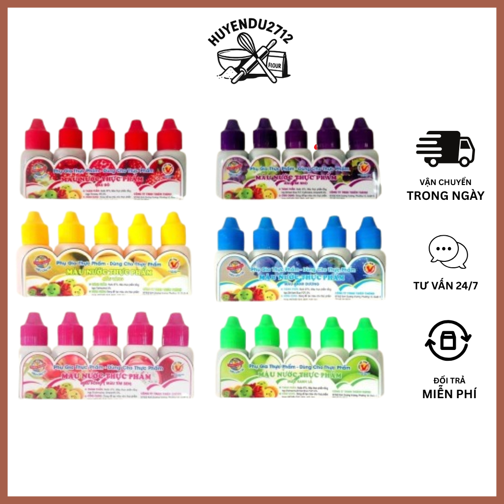 Màu nước thực phẩm Thiên Thành 1 lọ (10ml/chai)