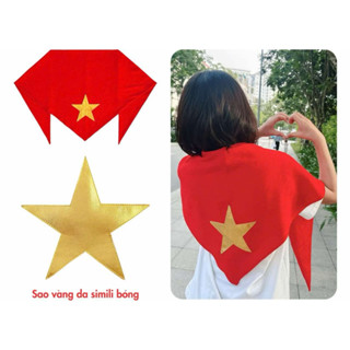 Khăn choàng đỏ sao vàng, khăn cờ tổ quốc, Khăn cờ Việt Nam, Khăn cờ 2/9 Việt Nam, Ngôi sao nhũ vải da