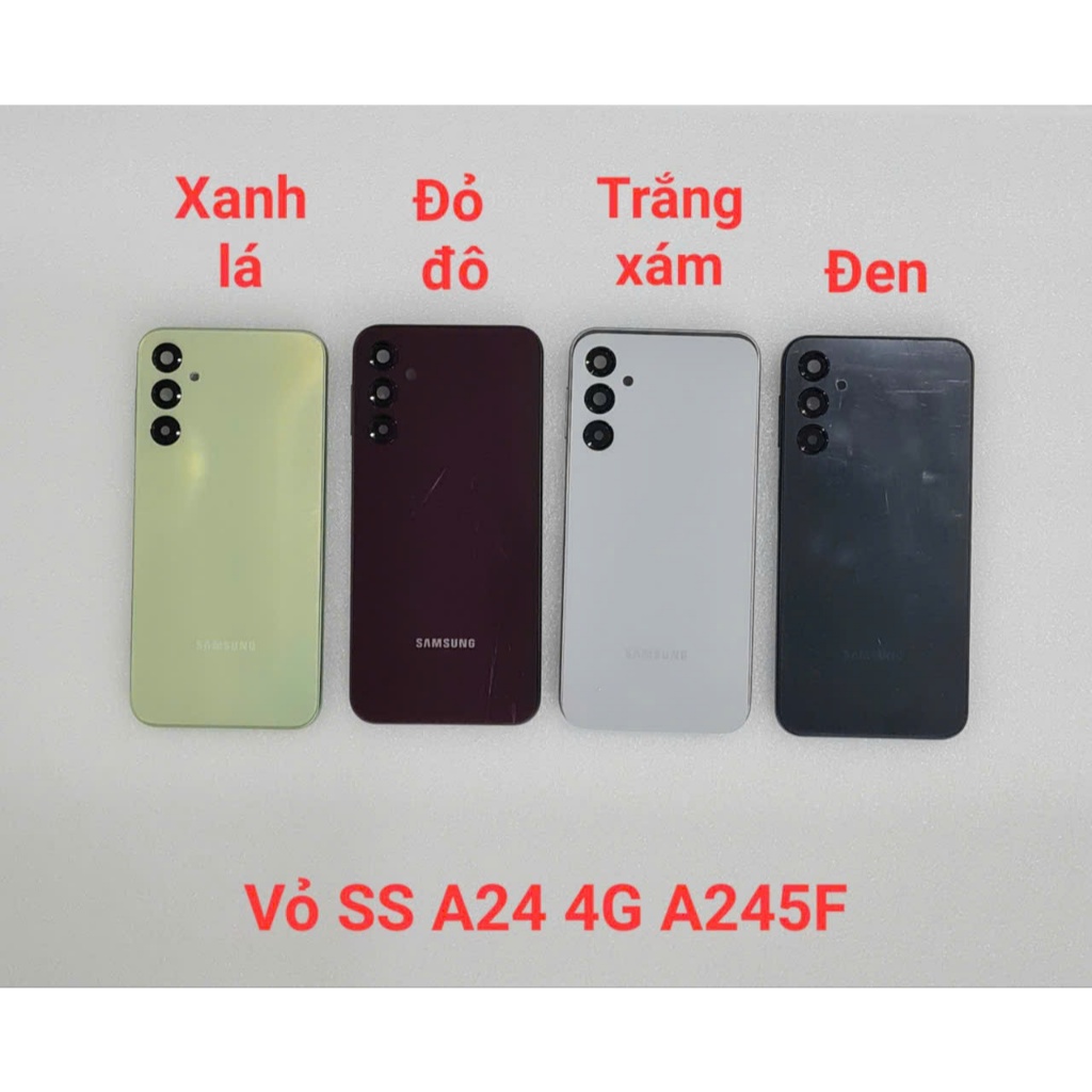 Vỏ Samsung A24 4g/ A245F (gồm nắp lưng, viền sườn, kính cam, nút bấm)