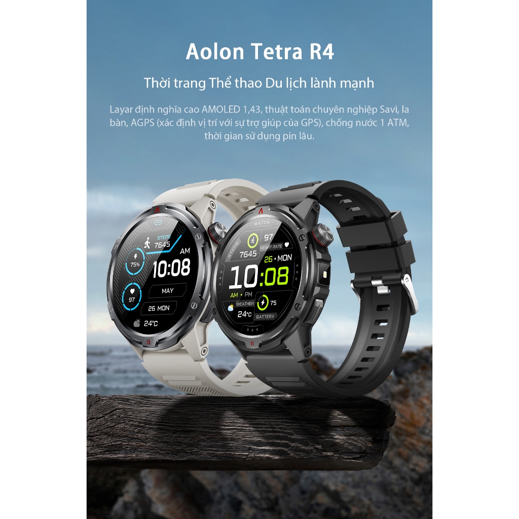 AOLON TETRA R4 đồng hồ thông minh Bluetooth | AGPS | Strava | AMOLED | bộ sản phẩm thời trang | BigBuy360 - bigbuy360.vn