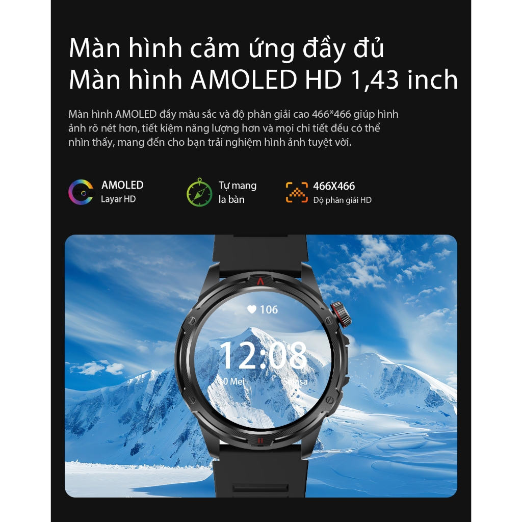 AOLON TETRA R4 đồng hồ thông minh Bluetooth | AGPS | Strava | AMOLED | bộ sản phẩm thời trang | BigBuy360 - bigbuy360.vn