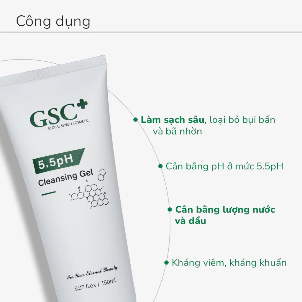 Sữa rửa mặt Ph 5.5 GSC Cleansing Gel 5.5pH 150ml cho da nhạy cảm