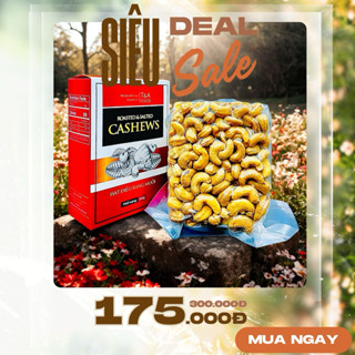 {VÀNG} Hạt Điều Rang Ít Muối 500G Tróc vỏ lụa Túi hút chân không nguyên hạt 500g loại 1 có hộp giấy quà tết Chợ Hạt T&A