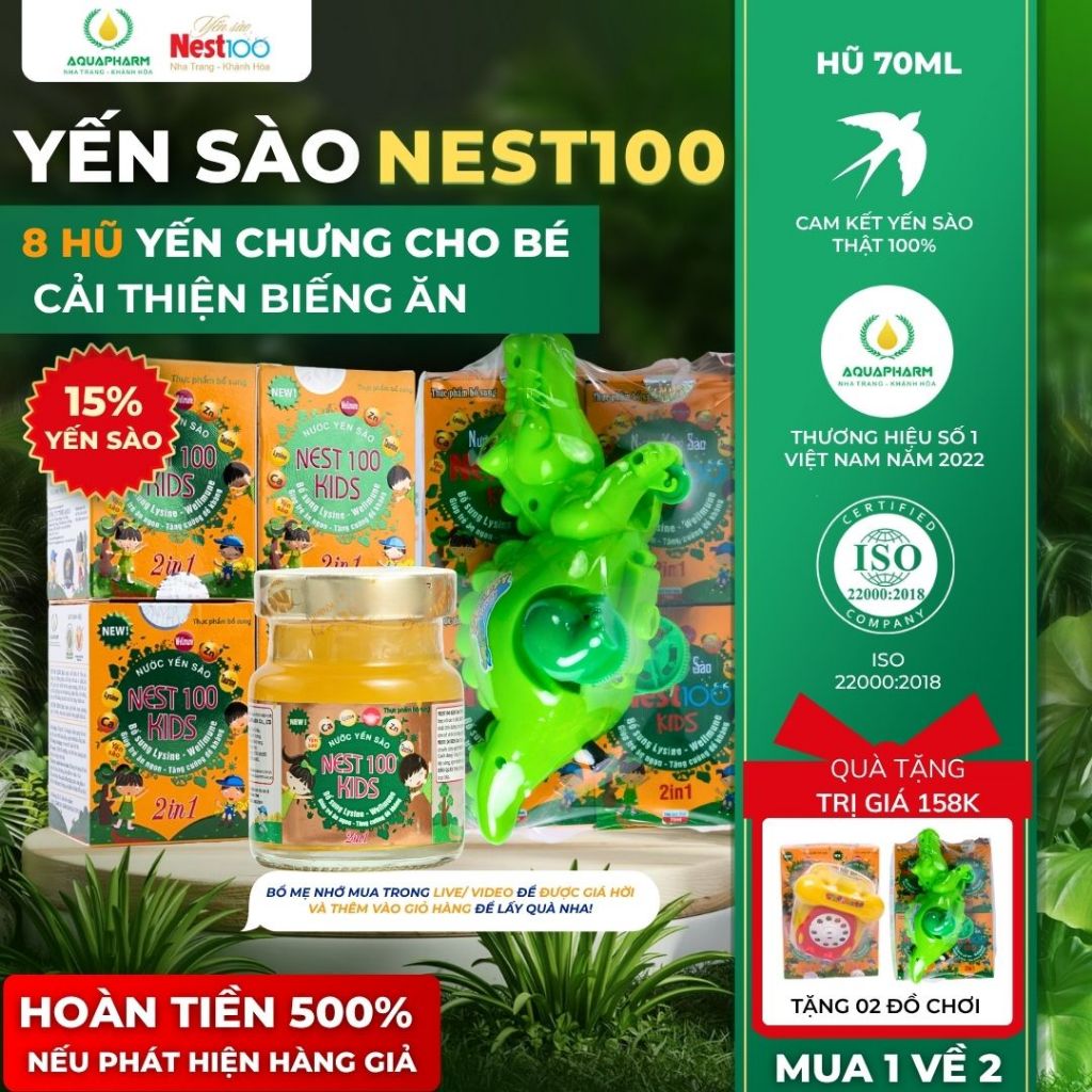 [Combo 8 hũ + 2 quà] Yến Chưng Cho Bé Nest100 kids 2in1 - Tăng Cảm Giác Thèm Ăn, Tăng Đề Kháng