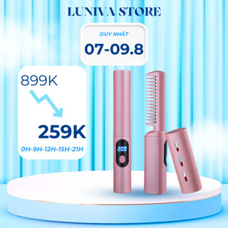 Lược Điện Mini Không Dây Lược Điện Chải Thẳng Tóc Uốn Duỗi Tóc Đa Năng 3 Mức Nhiệt Gỡ Rối Bảo Vệ Chăm Sóc Tóc Tiện Lợi