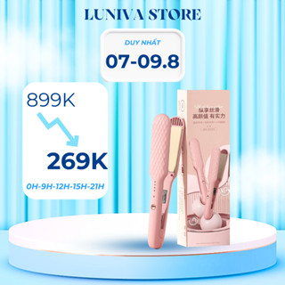 Máy Ép Tóc Hơi Nước Mini Hàn Quốc Tự Động 3 Trong 1 Uốn Tóc Duỗi Tóc Làm Tóc Xoăn 5 Mức Nhiệt Làm Nóng Nhanh Có Ion Âm