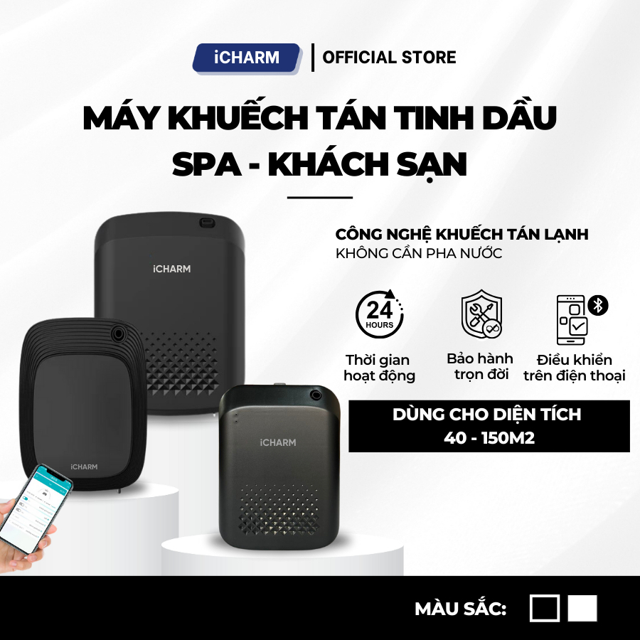 Máy xông tinh dầu, máy khuếch tán tạo mùi thơm công nghiệp trong phòng, cửa hàng, khách sạn iCHARM