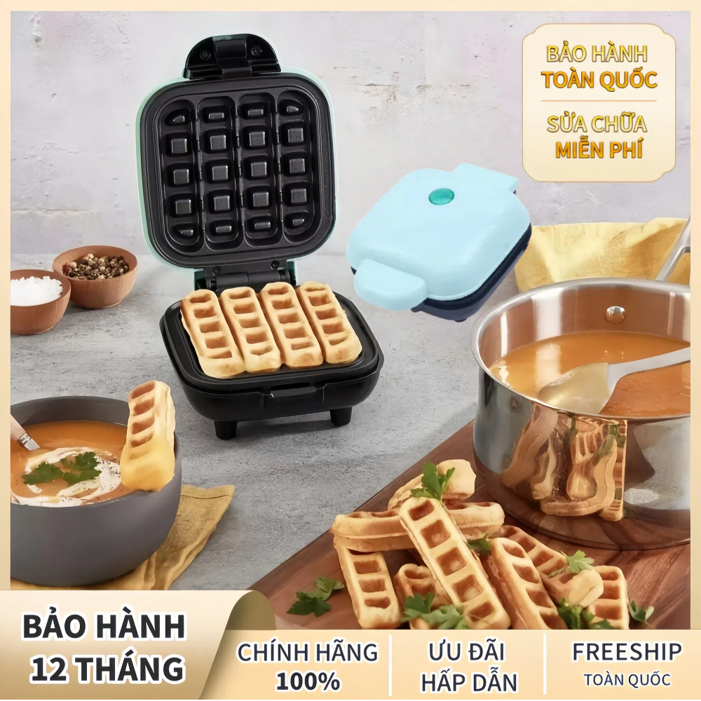 Aimi-Máy làm bánh quế Làm bánh kẹp Bánh tổ ong mini Máy nướng bánh Bảo hành 1 năm