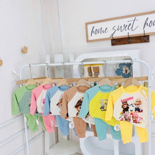 [Rẻ vô địch] Bộ tăm lạnh dài tay Labubu siêu hot đáng yêu ngộ nghĩnh phù hợp thu đông cho bé trai bé gái từ 7-17kg