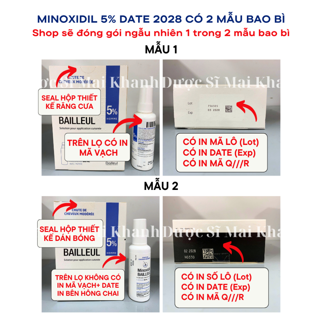 Minoxidil Bailleul Xịt Mọc Tóc 2% Và 5% Ngăn Ngừa Rụng Tóc, Giúp Mọc Tóc 60ml Pháp | BigBuy360 - bigbuy360.vn