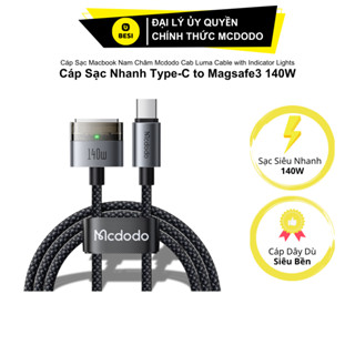 Cáp Sạc Mcdodo Luma 140W Type-C to Magsafe3 | Cổng Sạc Từ Tính Cho Mac, Có Đèn LED Báo