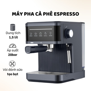 Máy pha cà phê Ý gia đình bán tự động, loại nhỏ có tạo bọt sữa - 20 bar