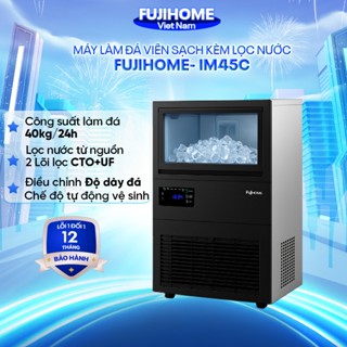 Máy làm đá viên sạch kèm lọc nước UF Fujihome IM45C công suất 40Kg/ngày, màn hình LED cảnh báo đá đầy, tự động vệ sinh