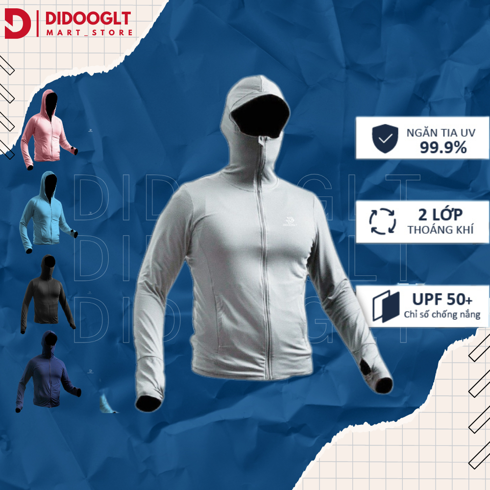 Áo chống nắng 2 lớp DIDOOGLT chống tia UV nam nữ khoá kéo cổ cao co dãn 4 chiều thấm hút mồ hôi, thoáng khi Cao Cấp