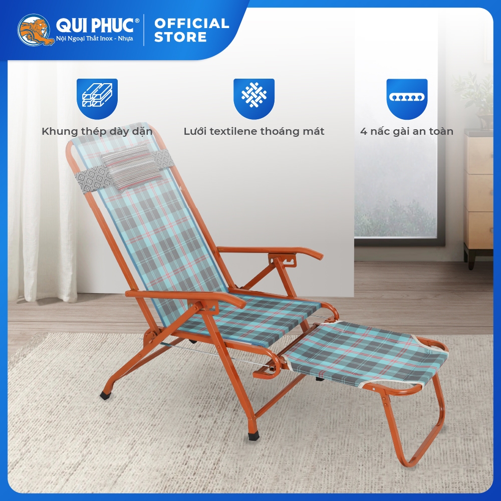 Ghế xếp gấp gọn Felix QUI PHÚC, lưng lưới bền chắc, tiện lợi, an toàn, chắc chắn, có gác chân