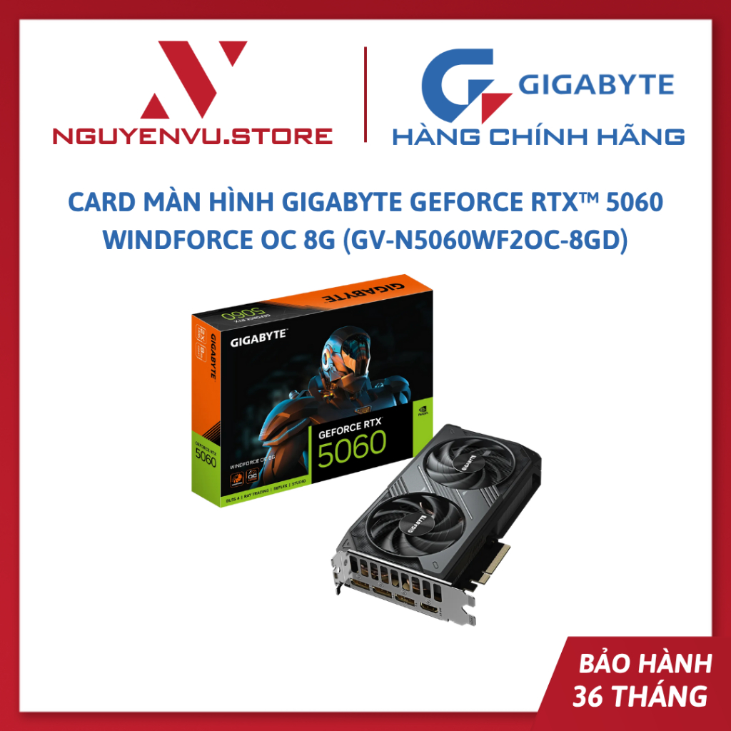 Card Màn Hình Gigabyte GeForce RTX™ 5060 WINDFORCE OC 8G (GV-N5060WF2OC-8GD) - Hàng chính hãng